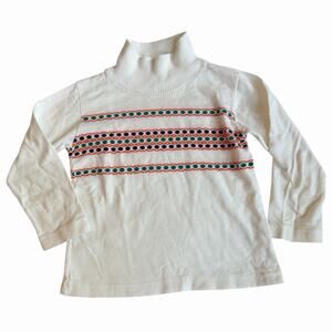 Vintage Healthtex Boys Turtleneck Shirt Long Sleeve Size 4 White Orange Pattern